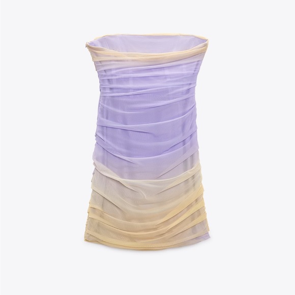 Zara STRAPLESS TULLE DRESS. Lilac. Size M. New with Tags. - Picture 7 of 8